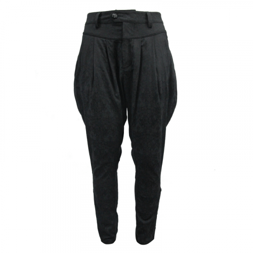 Herren-Gothic-Hose mit weiten Oberschenkeln / schwarze, schmal zulaufende Daunenhose für Männer mit zartem Muster