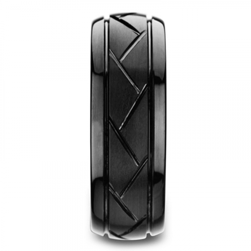 Metal Ring with Zigzag Pattern / Men's and Women's Rings in Black and Silver / Unisex Cool Jewelry