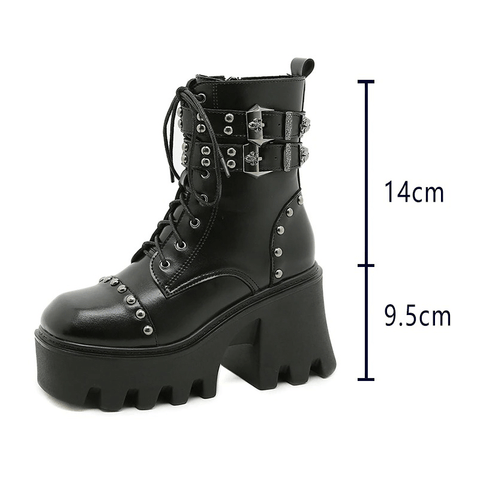 Bonded Leather Women's Square Toe Boots - Rock Trendy Footwear.