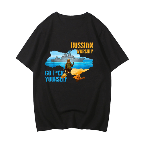 Briefmarken-Flagge Ukrainisches T-Shirt / Baumwolle, kurze Ärmel, lässige T-Shirts für Männer und Frauen