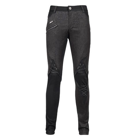 MEN'S BLACK PANTS WITH LACE-UP - PUNK STYLE CLOTHING.