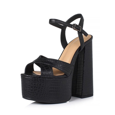 Sexy Heel Platform Black Sandals For Women - Trendy Footwear.