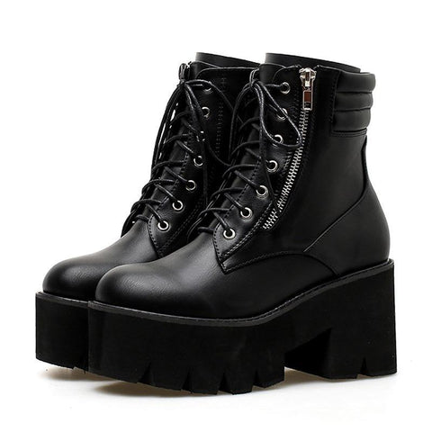 Black Platform Ankle Boots - Rocker Outfits.