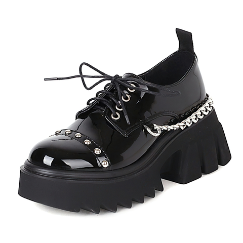 WOMEN'S BLACK PU LEATHER SHOES - GOTHIC STYLE SHOES.