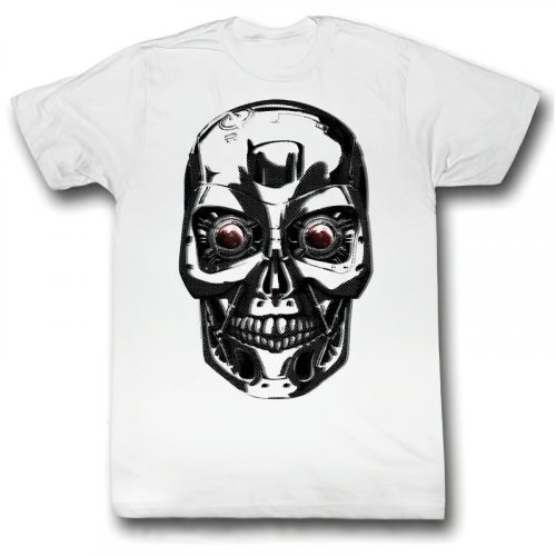 Visage de Terminator avec de grands yeux T-shirt en coton / T-shirts décontractés à col rond pour hommes