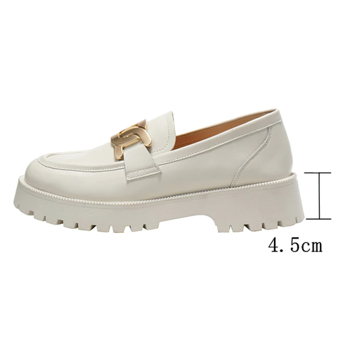 TRENDY THICK-SOLED LOAFERS - LEATHER CASUAL SHOES.