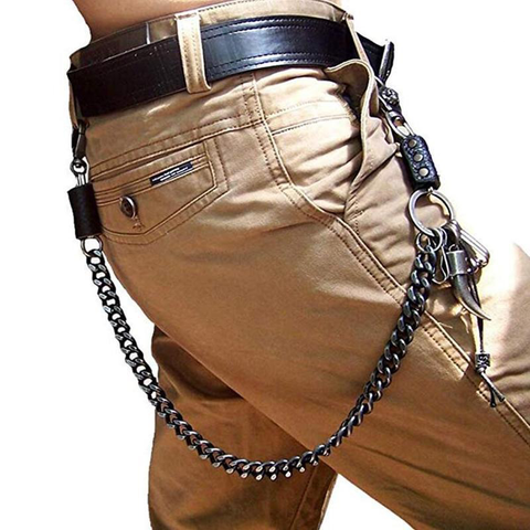 Unisex Hip Hop Pants Jean Chain Goth Punk Silver Trousers Chains Biker  Heavy for