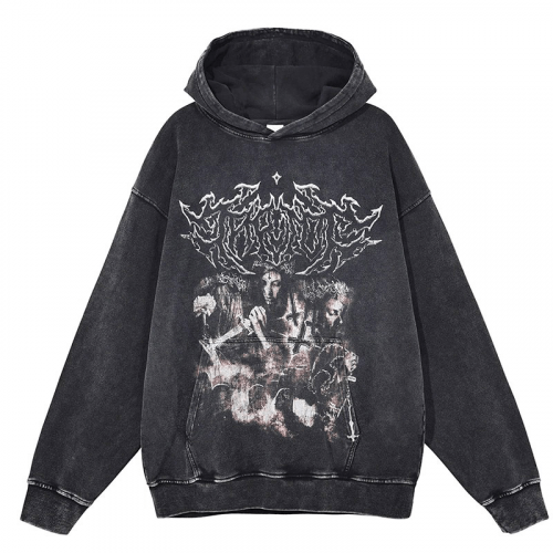 Vintage Demon Soul Pattern Hoodies / Men's Gothic Oversized Sweatshirts with Hood