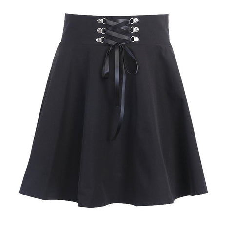Pleated Bandage Rivet Skirt - Gothic Clothing.