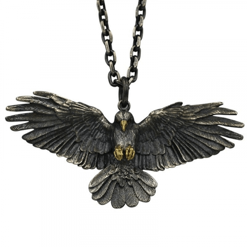 Collier pendentif corbeau plaqué argent vintage / accessoires punk pour hommes et femmes