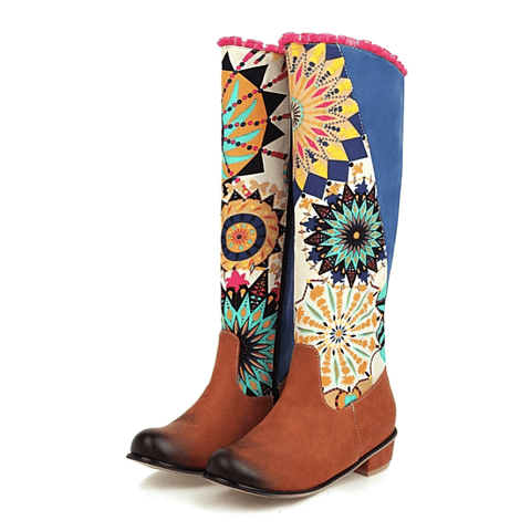 WOMEN'S HIGH PU LEATHER BOOTS - BRIGHT CASUAL SHOES.