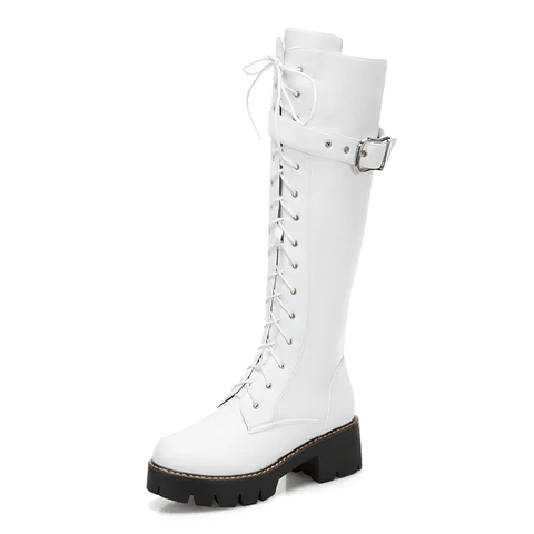 WOMEN'S HIGH PU LEATHER BOOTS - TRENDY CASUAL SHOES.