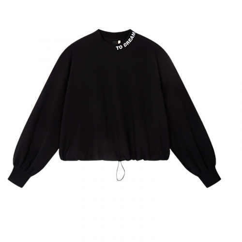 Loses Damen-Sweatshirt mit langen Ärmeln / Damen-Pullover mit O-Ausschnitt, weit und kurz