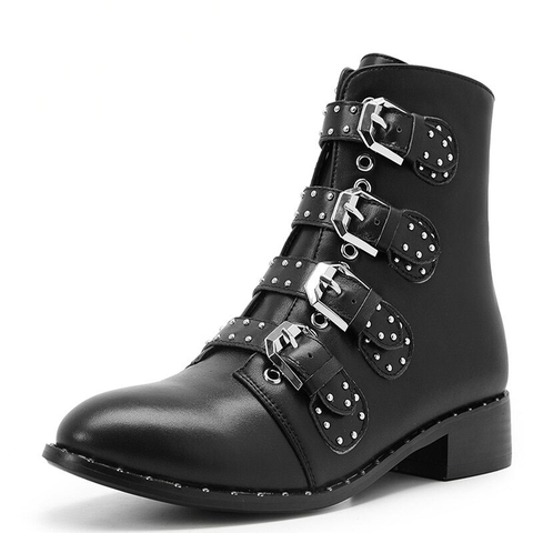 Women's Ankle Boots Low Heel With Metal Studs.