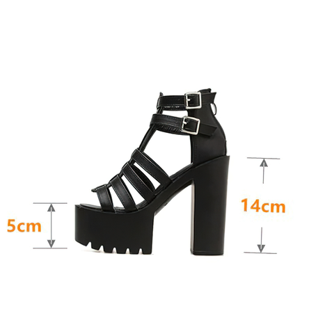 Women's High Heels Sandals With Buckles - Gothic Shoes.