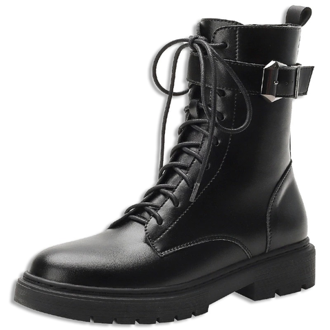 Women's Lace-Up Ankle Motorcycle Boots - Gothic Shoes.