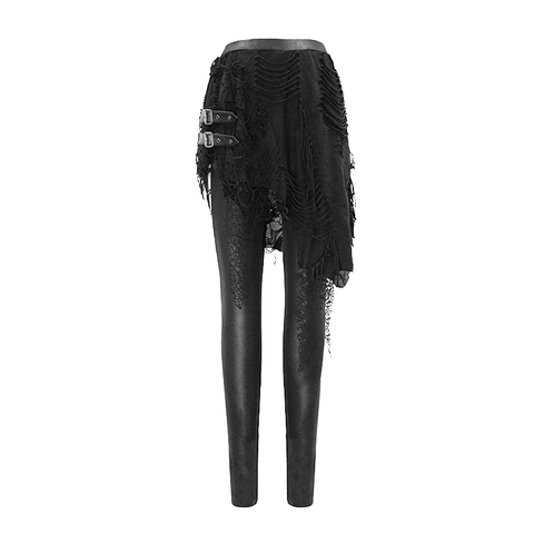 WOMEN'S BLACK LEGGINGS WITH ASYMMETRICAL SKIRTED - GOTHIC STYLE CLOTHING.