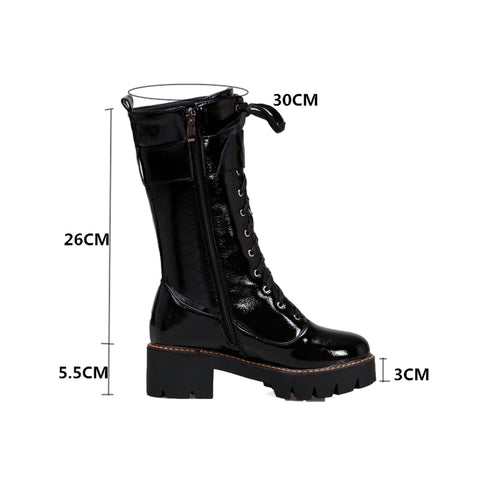 Women's Mid Calf Military Style Boots - Casual Footwear.