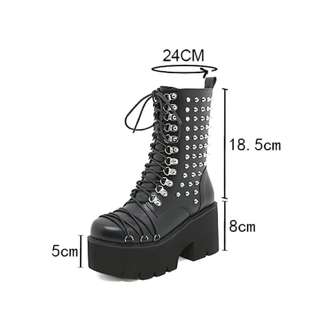 Ladies' Punk Style Motorcycle Platform Boots - A Fusion Of Fashion.