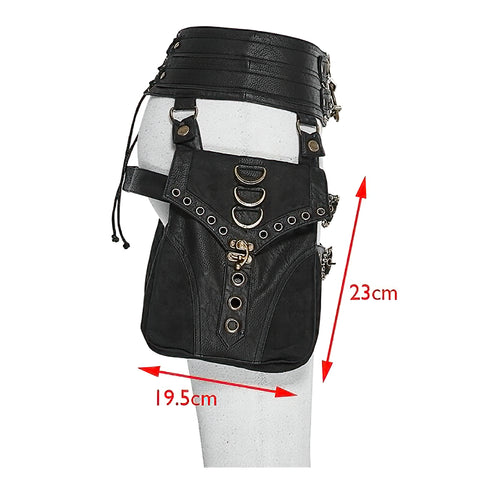 Women's PU Leather Black Backpack - Steampunk Fashion.