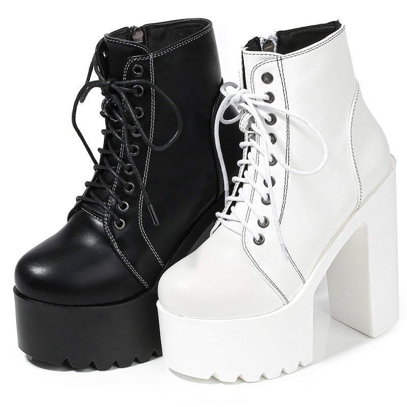 High Heel Ankle Boots - Gothic Outfits Shoes.