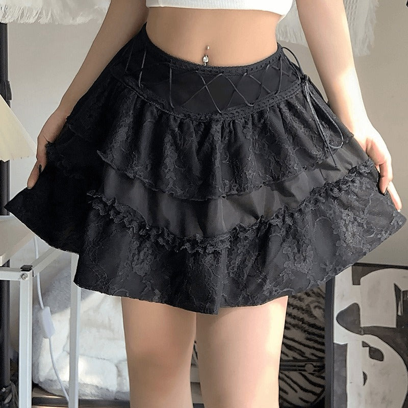 新品♡ LIMITED PATCHWORK BLACK LACE SKIRT 新型コロナウイルス www