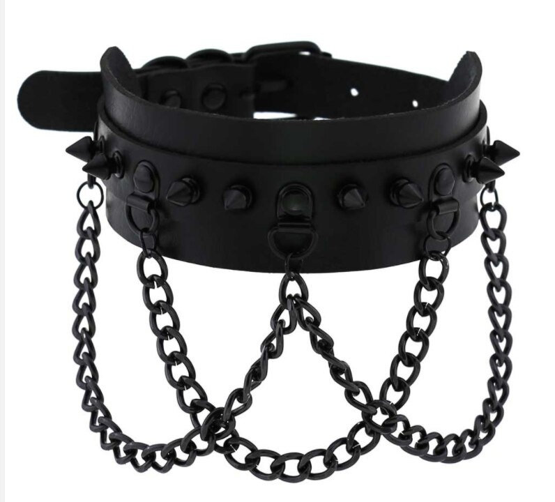 Black Spike Collar Neckwear Gothic Style Vegan Leather Choker Spiked Accessories Hardnheavy 