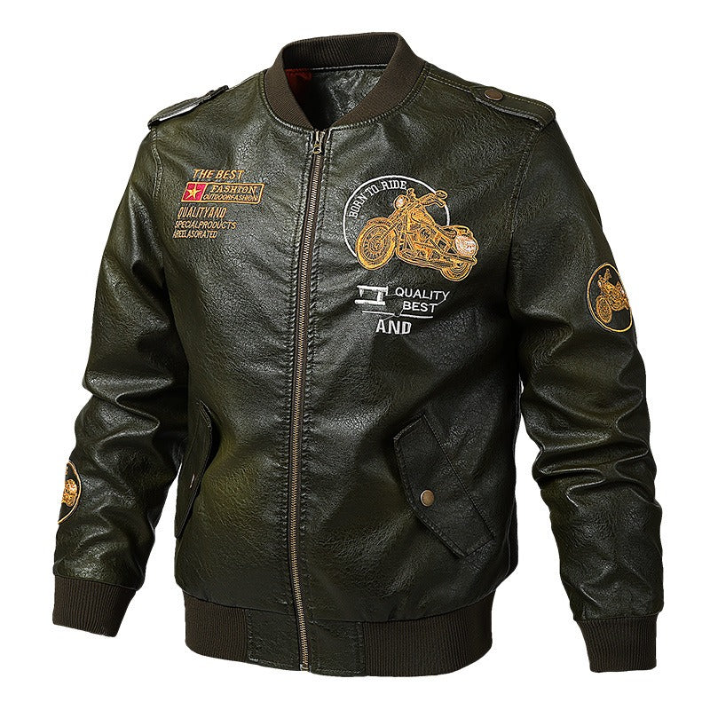 Born to Ride Printed Faux Leather Biker Jacket / Men Rock Style