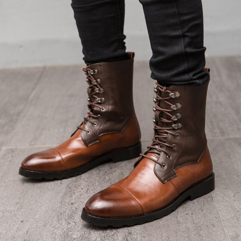 tunnel Kiezen Jongleren Men's High Top Boots Lace-up / Vintage Leather Footwear British Style /  Casual Comfy Male Shoe | HARD'N'HEAVY