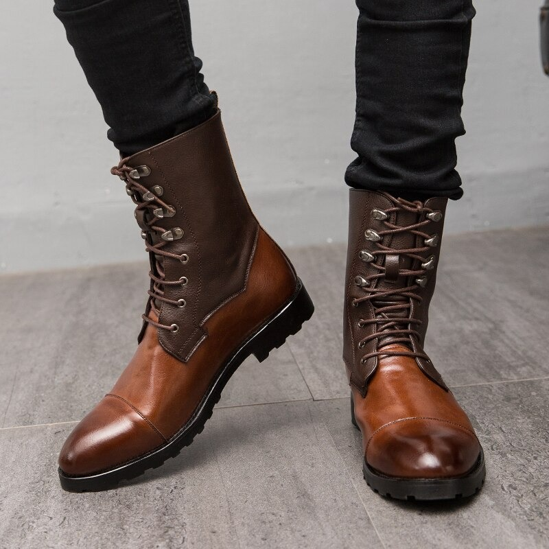 tunnel Kiezen Jongleren Men's High Top Boots Lace-up / Vintage Leather Footwear British Style /  Casual Comfy Male Shoe | HARD'N'HEAVY