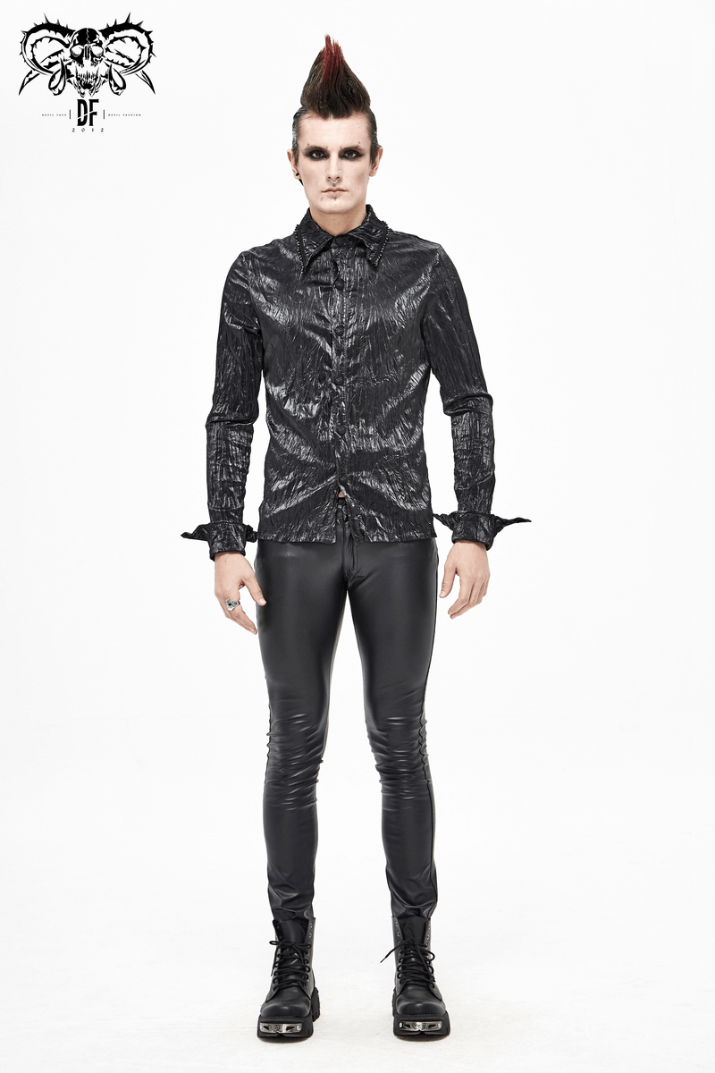 Punk Rock Style Male Black Long-sleeved Shirt / Alternative style Clothing  for Men | HARD'N'HEAVY