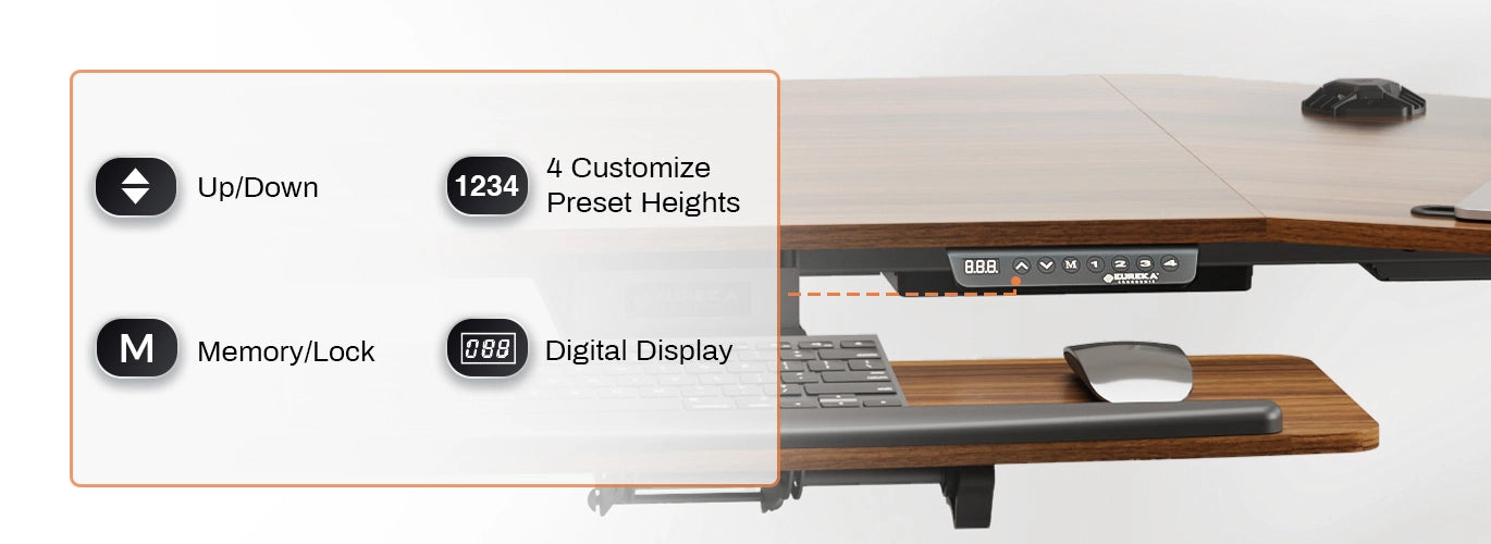 ED 72 Inch Large Standing Desk with Keyboard Tray Large Desktop Control Button