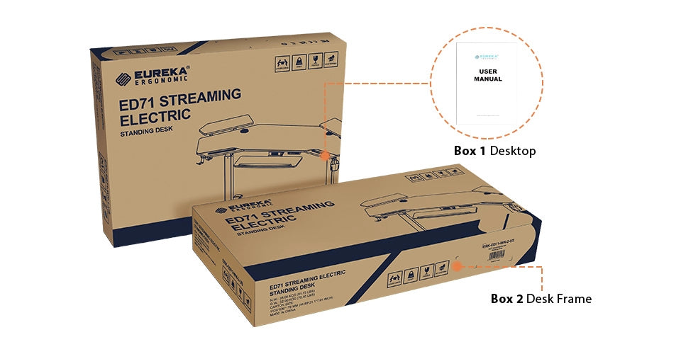 ED 72 Inch Large Standing Desk with Keyboard Tray Ship IN Two Packages