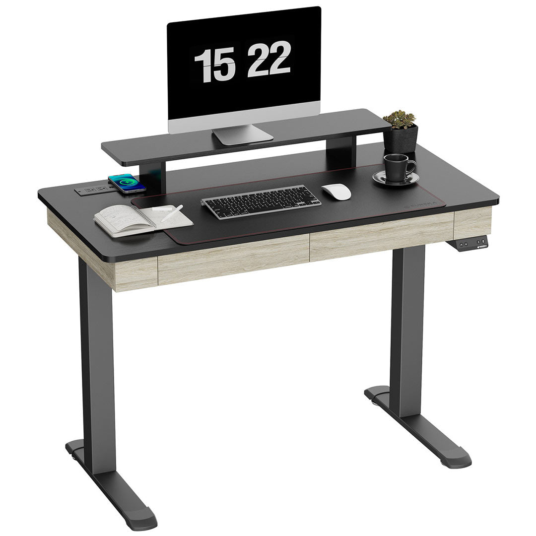 GTG-EVO, 55x27 Glass Desktop Standing Desk with PC Case