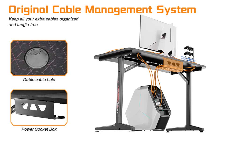 GIP 47 inch desk cable management grommets with removable insert