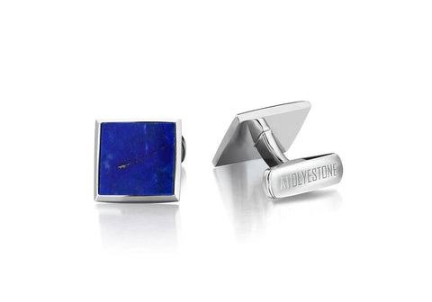 925 Sterling Silver Square Cufflinks with Natural Lapus Lazuli Stones