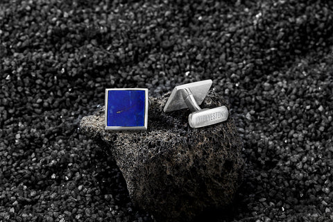 Men's Lapis Lazuli Cufflinks in Sterling Silver - Atolyestone