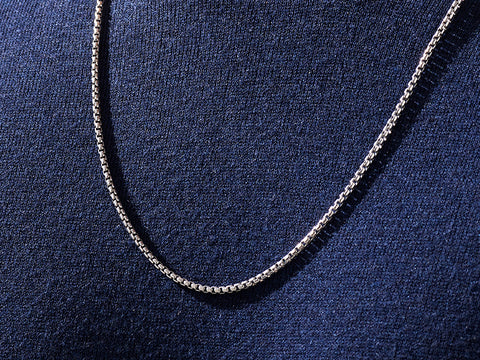 Men's White Gold Box Chain Necklace - Atolyestone