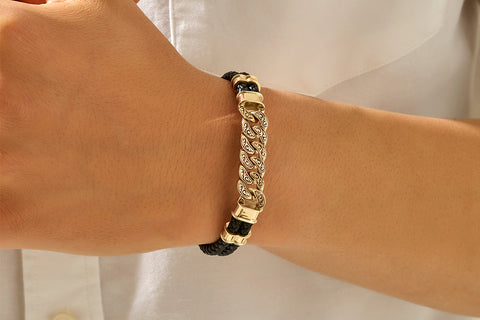 Black and gold link chain bracelet