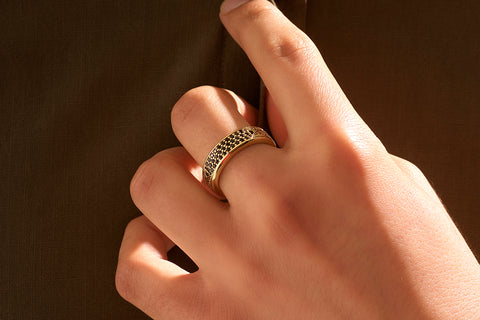Black and gold ring for men