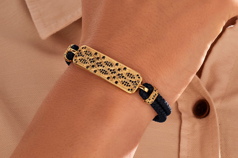 Streamline Navy Leather Bracelet 