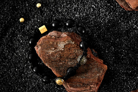 Black and gold agate bracelet