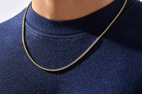 Men's 925 Sterling Silver Box Chain Necklace