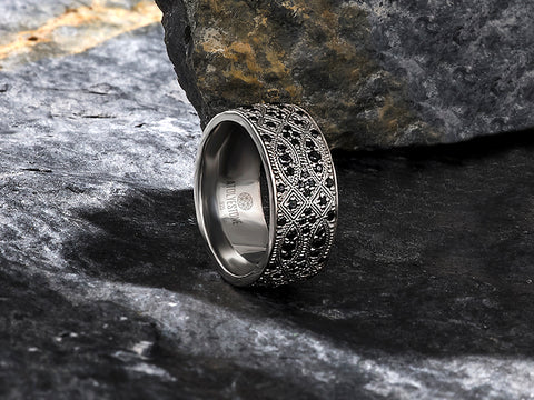 925 Sterling Silver Pave Band Ring for Men