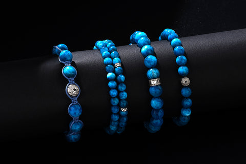 Blue Apatite Double Wrap Beaded Bracelet - Atolyestone