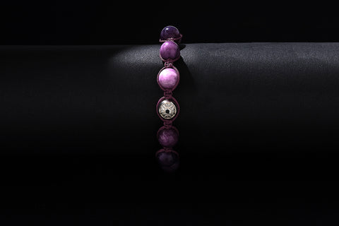 Purple Fluorite Beaded Macrame Bracelet