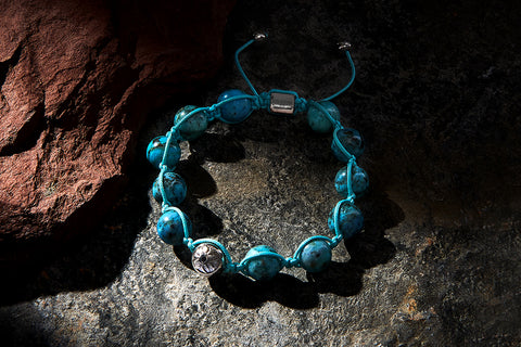 African Blue Opal Beaded Macrame Bracelet - Atolyestone