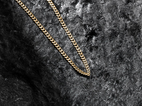 925 Sterling Silver Curb Cuban Chain Necklace - Yellow Gold