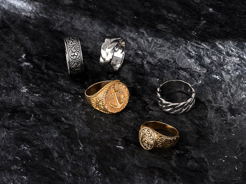 Men's Silver and Gold Rings