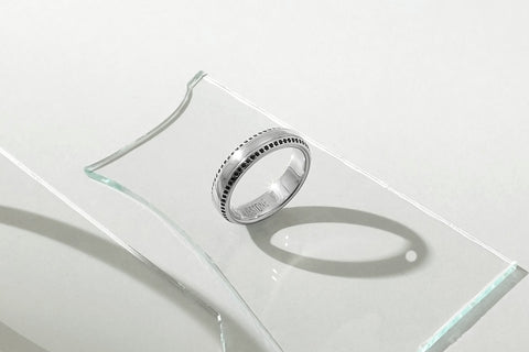 Classic Silver Ring Paved With Black Stones - Atolyestone